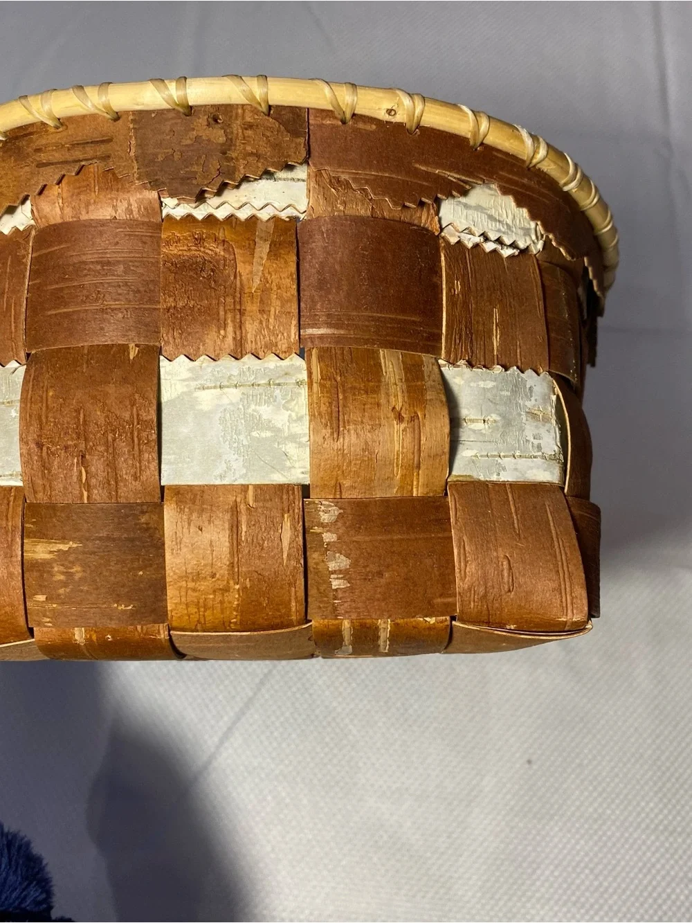 Hand Crafted Brown and Cream Woven Storage Basket